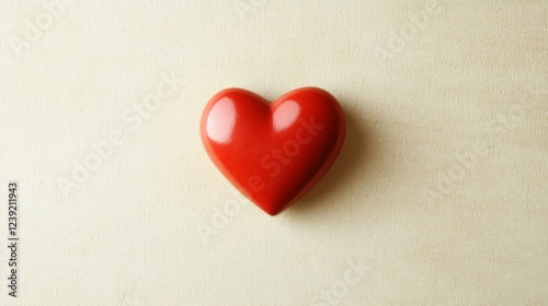 Red Heart on Beige Background