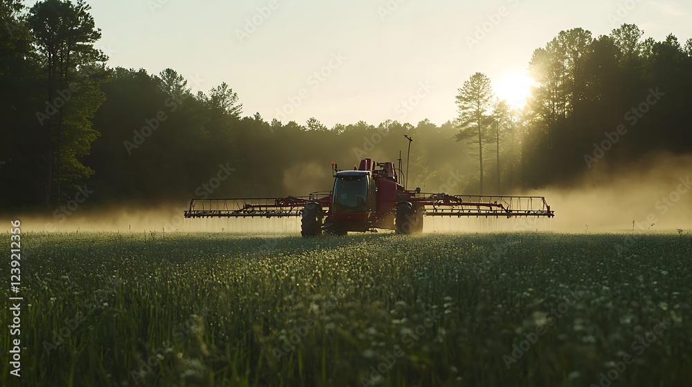 Naklejka premium Field with a combination of biological and mechanical pest control methods, showing a balanced, sustainable farming environment.