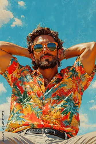 Confident Man in Sunglasses Soaking Up the Sun photo