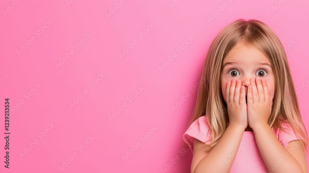 Shy little girl peeking through her fingers, soft pink background and bright natural lighting, minimalist and emotional composition Shy little girl peeking through her fingers, soft pink background and bright natural lighting, minimalist and emotional composition