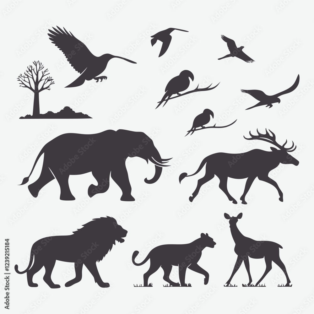 Fototapeta premium Set of animals silhouettes