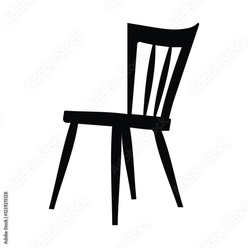 Simple Chair Illustration, black and white, chair design silhouette