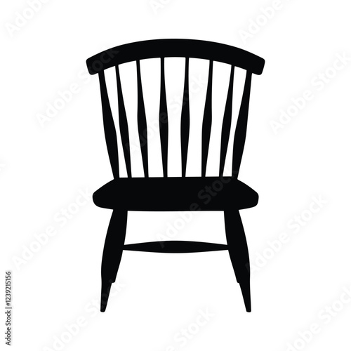 Classic Wooden Chair icon silhouette vector black and white