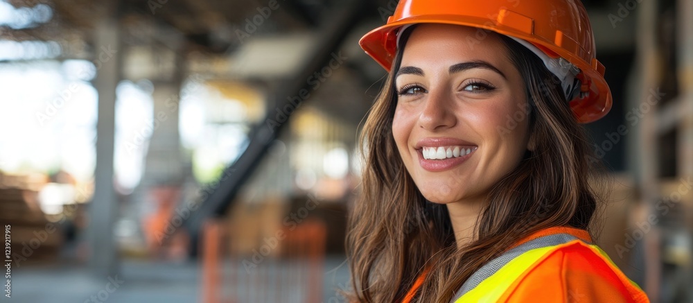 Smiling Female Construction Worker Smiling Female Construction Worker