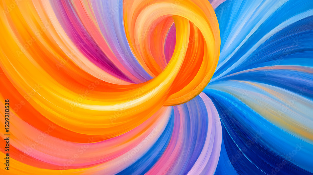 Vivid hues intertwine, creating a mesmerizing flow of energy and emotion on the canvas Vivid hues intertwine, creating a mesmerizing flow of energy and emotion on the canvas