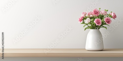 Artistic composition of delicate flowers arranged artistically with simple props, embodying nature s grace