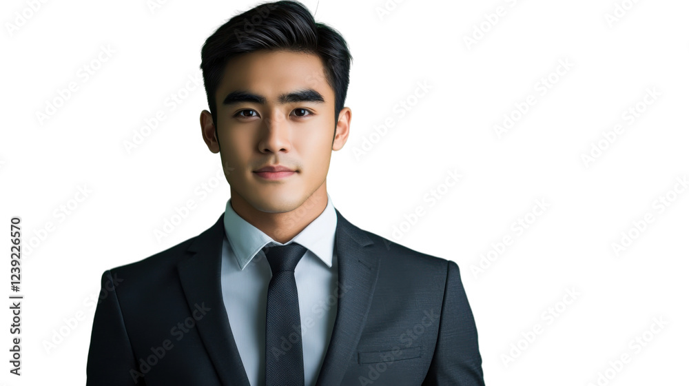 Confident asian businessman posing on transparent background Confident asian businessman posing on transparent background