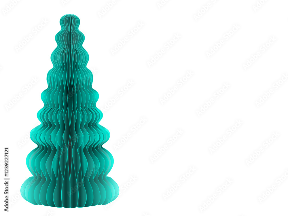 Vector illustration of a modern textured green 3D honeycomb Christmas tree isolated on a transparent background. This illustration looks very vivid.
