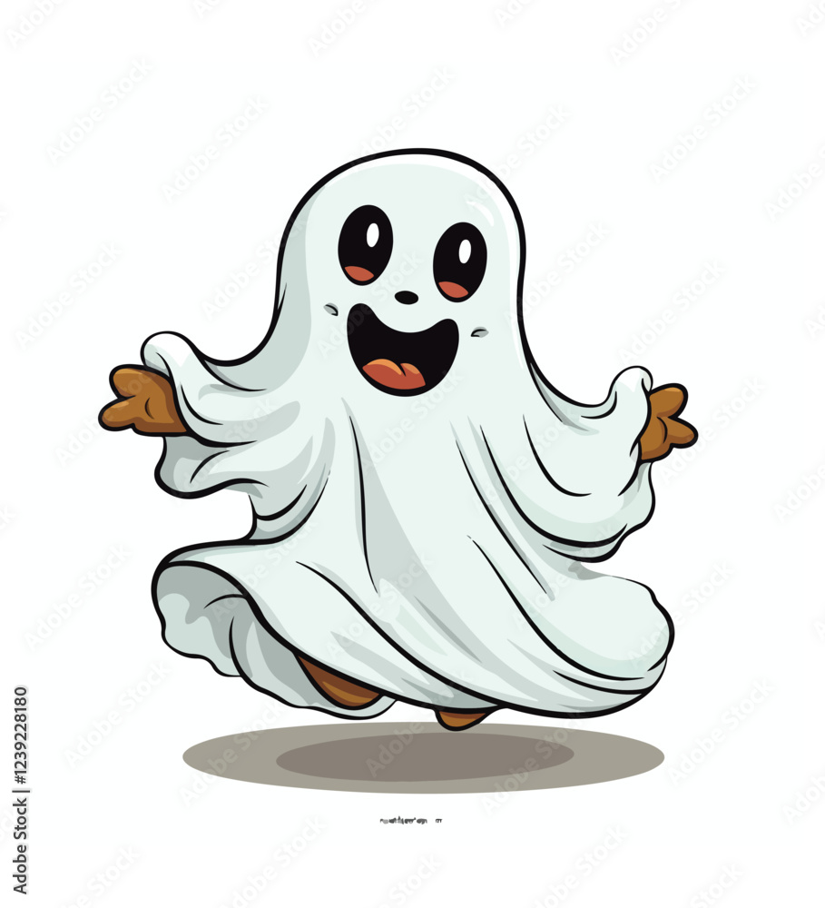 Obraz premium Cute and Charming Kawaii Halloween Ghost Clipart on White Background