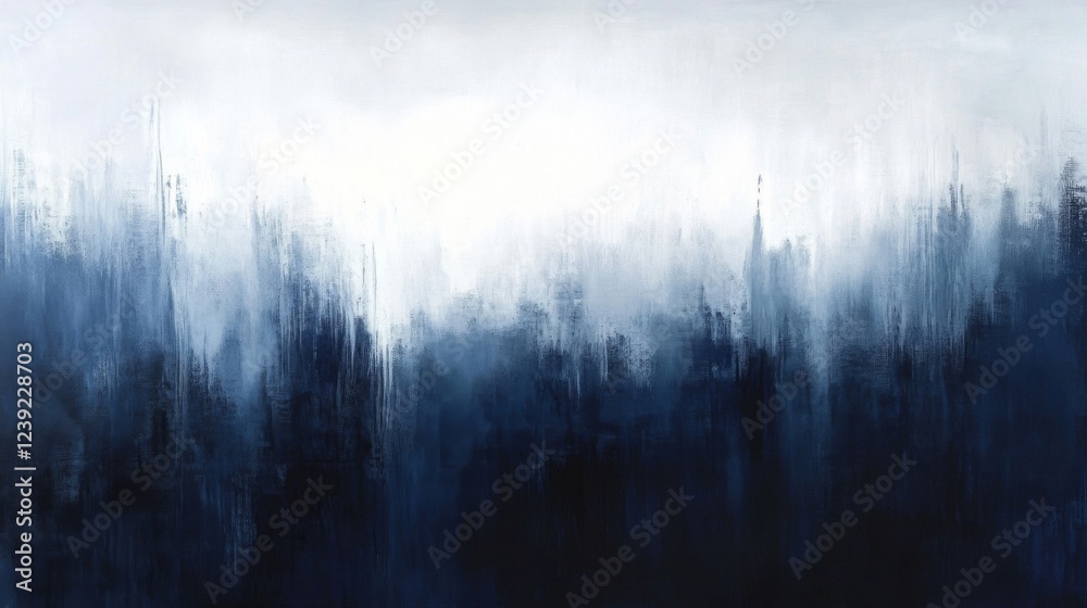 Obraz premium Abstract Blue Cityscape Painting