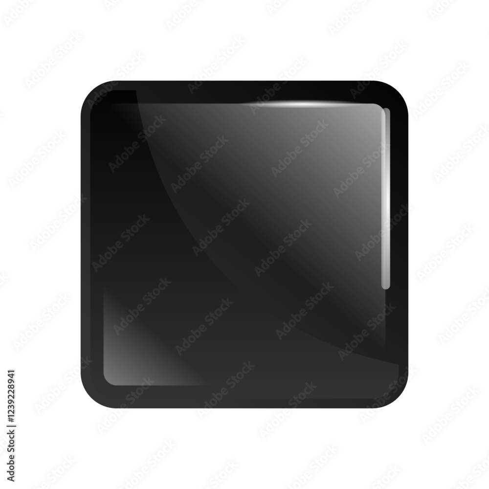 black glossy square button