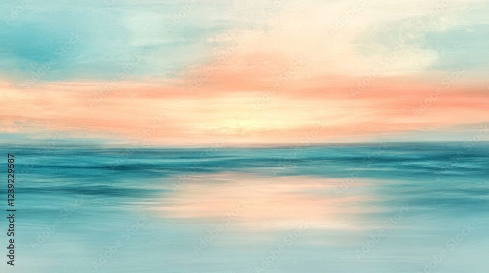 Obraz premium Pastel Sunset Over Calm Ocean Water
