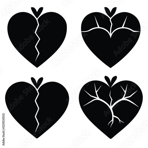 heart style heart disease icon-set of silhouette