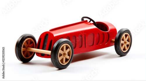 Red Pinewood Derby Car - Isolated Toy Racer with Aerodynamic Cut-Out Design for Pinewood Derby Race