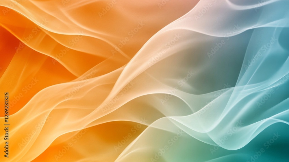 Obraz premium Abstract Flowing Fabric Texture with Orange Teal Gradient