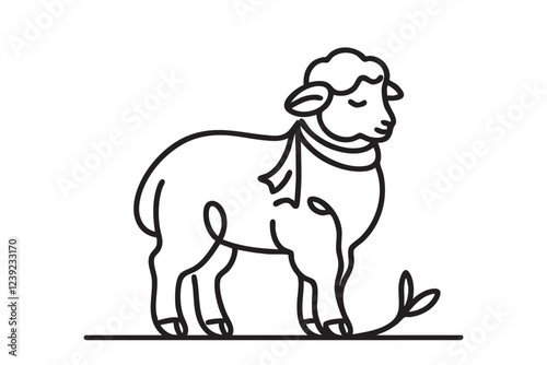 God's sheep one line. Easter lamb. vector illustration