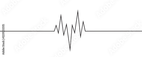 Cardiogram heart continuous single line graphic minimalistic design. Vector illustration