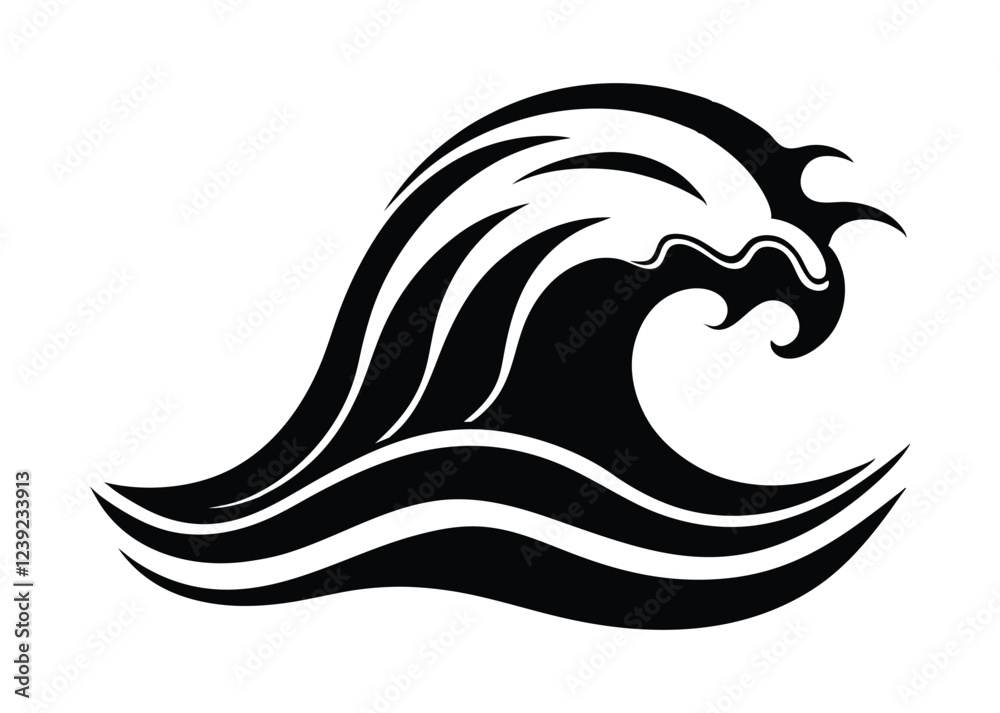 sea wave silhouette, sea wave silhouette isolated on white background. Nature ocean graphic symbol vector illustration sea wave silhouette, sea wave silhouette isolated on white background. Nature ocean graphic symbol vector illustration