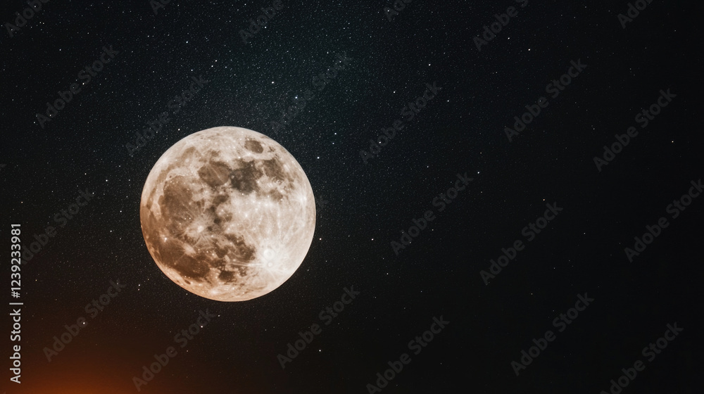 Full moon illuminates a starry dark sky in cinematic beauty Full moon illuminates a starry dark sky in cinematic beauty