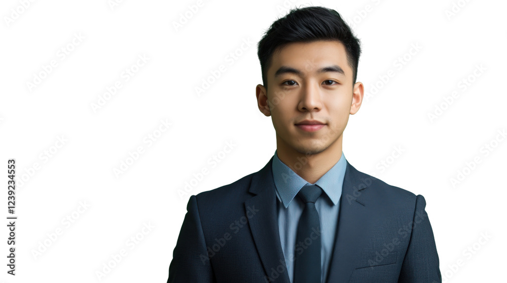 Confident asian businessman posing on transparent background Confident asian businessman posing on transparent background