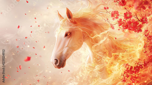 beautiful fire horse symbol of asian chinese new year 2026.
