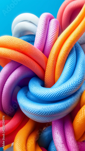 Wallpaper Mural Colorful intertwined ropes on vibrant blue background Torontodigital.ca