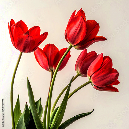 red tulips on a white background