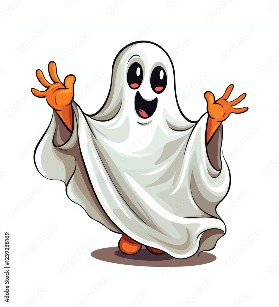 Obraz premium Cute and Charming Kawaii Halloween Ghost Clipart on White Background