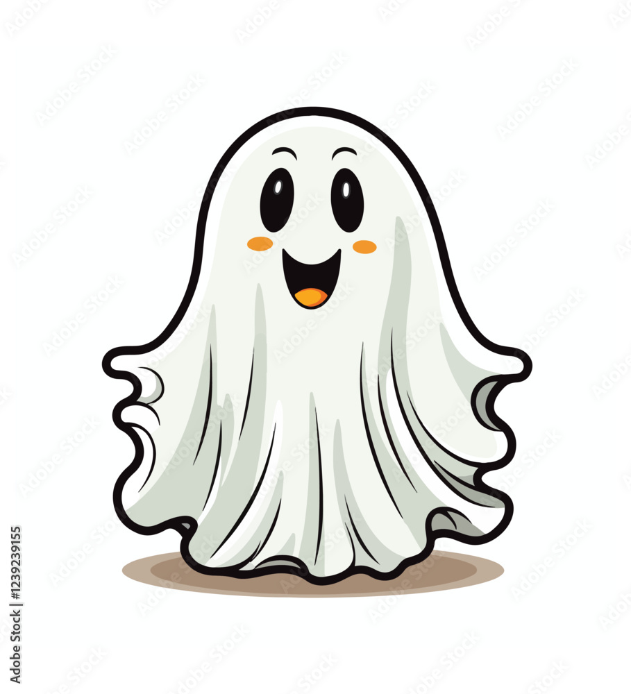 Obraz premium Cute and Charming Kawaii Halloween Ghost Clipart on White Background