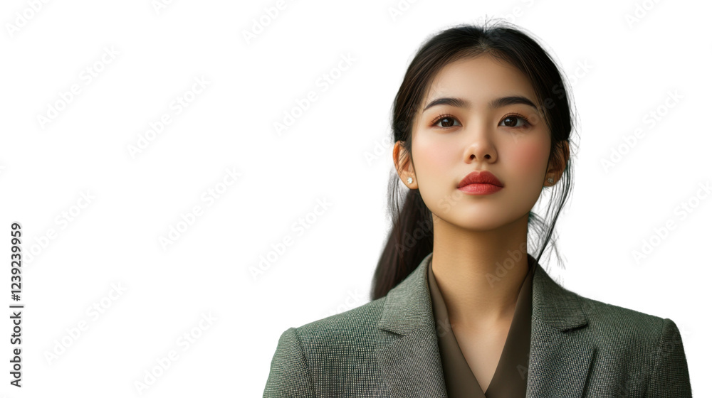 Young asian businesswoman posing on transparent background Young asian businesswoman posing on transparent background