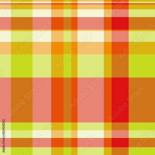 Scottish background textile texture, purity tartan vector seamless. Halftone pattern fabric plaid check in orange and lime colors.