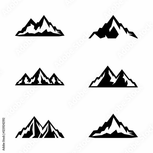 mountain icons set,mountain vektor logo, simple logo mountain 