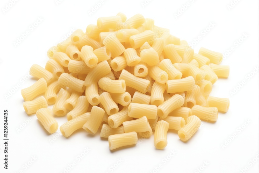 Uncooked Elbow Macaroni isolated on white background. Top view of Raw Pasta Dish Uncooked Elbow Macaroni isolated on white background. Top view of Raw Pasta Dish