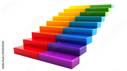 colorful 3d rainbow staircase isolated png transparent background