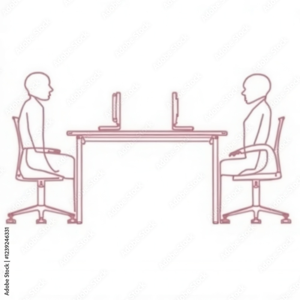 Fototapeta premium Workplace wellbeing initiatives combined with office ergonomics in activity-based working settings, isolated on white background, supporting healthy work habits