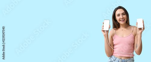Young woman with phone and ...
