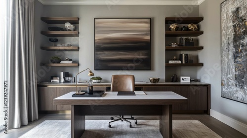 Modern Office Interior Design with Elegant Furnishings and Artwork