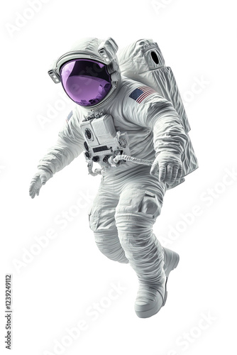 Isolated Astronaut in White Suit Floating in Space