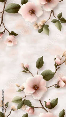 Beautiful floral background design featuring soft pink flowers and delicate leaves ideal for women designers