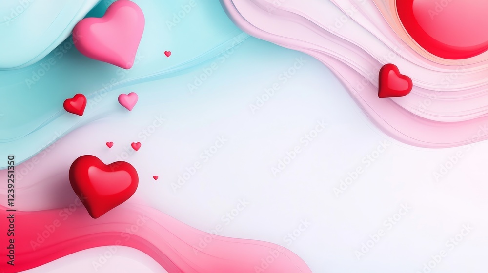 Obraz premium Happy Valentines Day Minimalist Hearts Wallpaper - Romantic, sweet, love, affection, celebration. A minimalist design perfect for Valentine's Day.