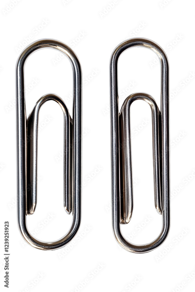 Isolated Pair of Simple Silver Metal Paper Clips Isolated Pair of Simple Silver Metal Paper Clips