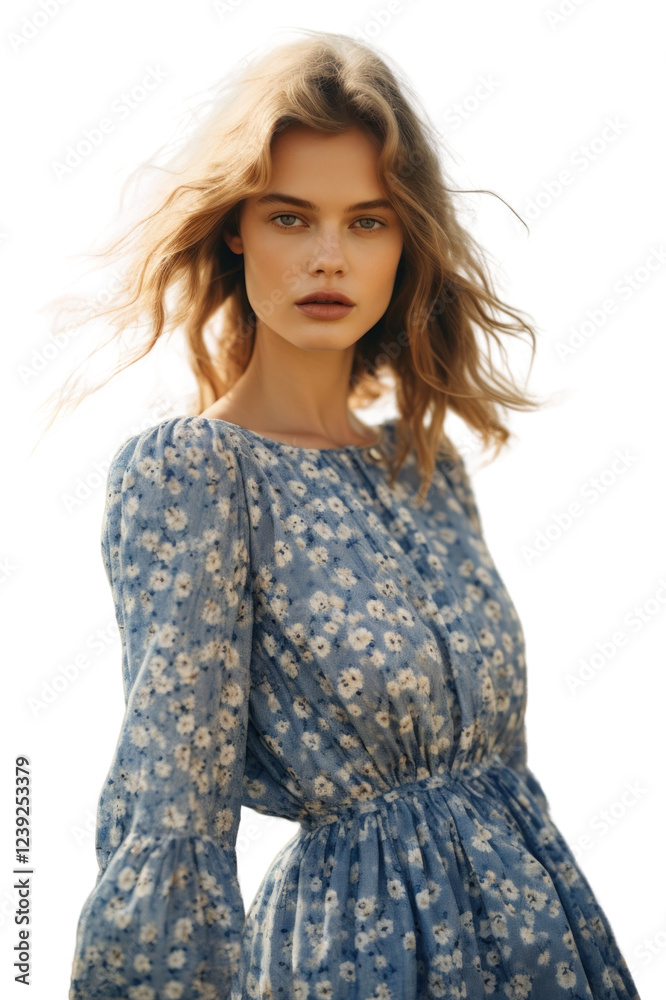 PNG Small blue flowers dress fashion portrait photo. PNG Small blue flowers dress fashion portrait photo.