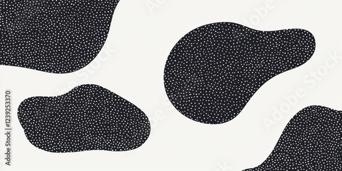 Abstract Black Dot Patterns on White Background, Modern Artistic Shapes and Textures, Creative
