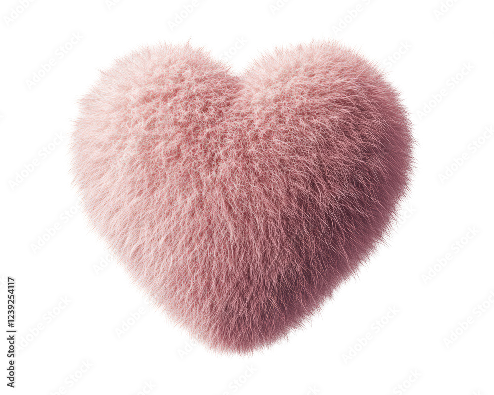 Isolated Light Pink Furry Heart Design with Subtle Detail Isolated Light Pink Furry Heart Design with Subtle Detail