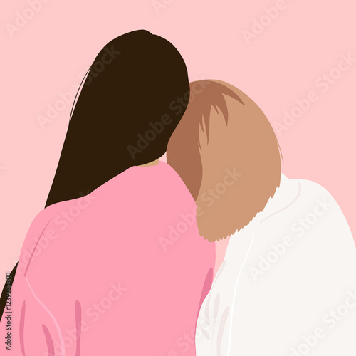 Women Sitting Together Contemplating Facing Backwards