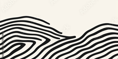 Abstract Black Lines Flowing Over White Background, Creating A Wave Pattern, Minimalist Design