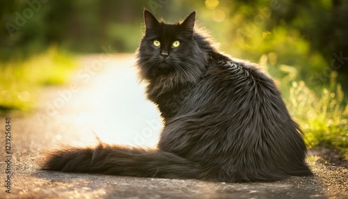 black cat on the road