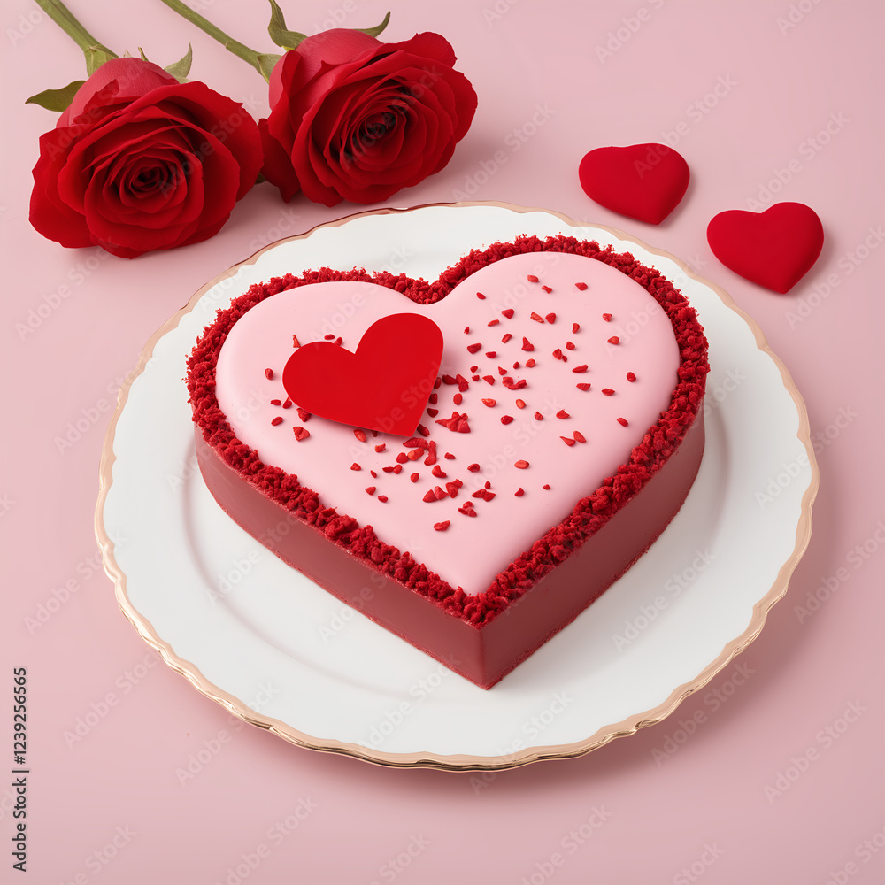 Heart-shaped Cake with Roses Heart-shaped Cake with Roses