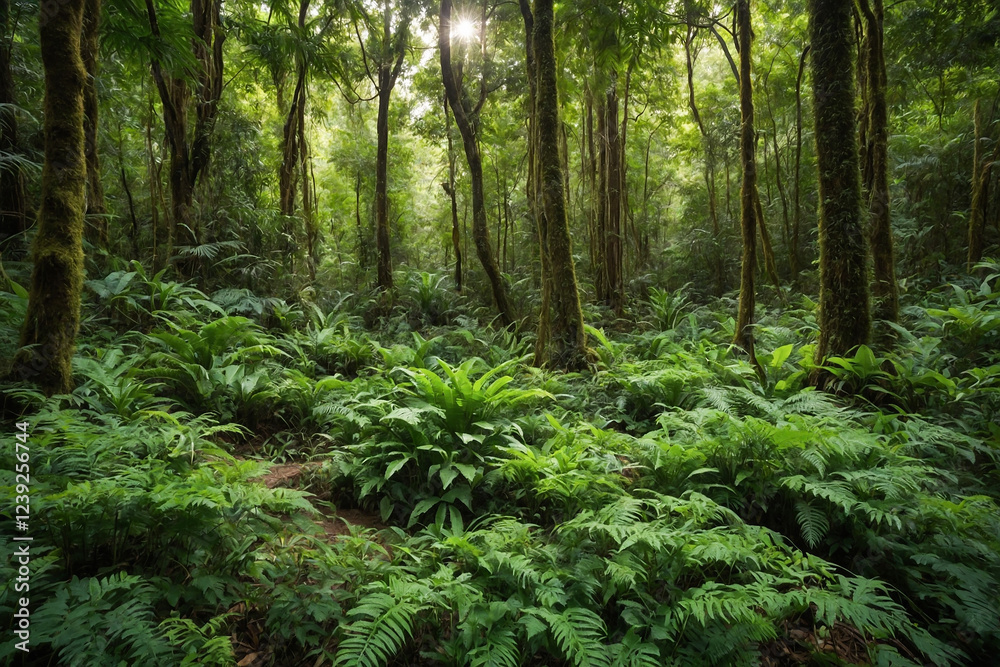 lush green forest with diverse plant life, importance of conservation lush green forest with diverse plant life, importance of conservation