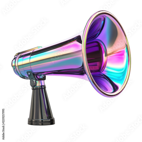Isolated Glossy Megaphone with Multichromatic Effect photo